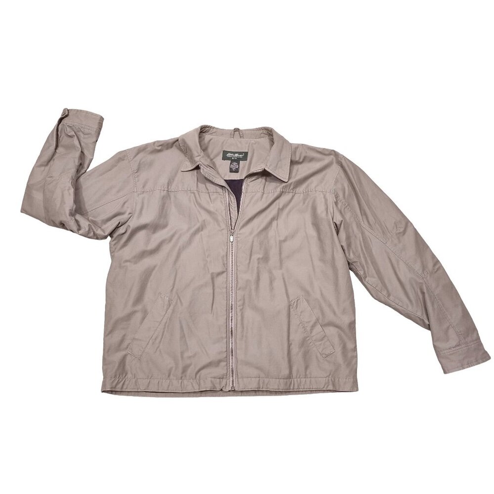 Retro Eddie Bauer Bomber Jacket Gorpcore Classicore Tan Lined Zip Mens XL